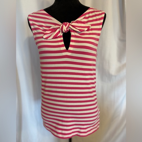 Kate Spade pink & white striped with bow tank top size medium - Picture 1 of 8